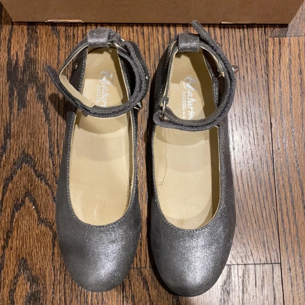 Naturino Norcia girls silver ballet flat shoe 35